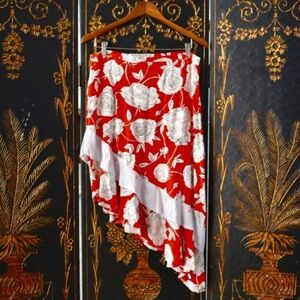 Jaase Hi-Low Floral Rayon Skirt | Size L